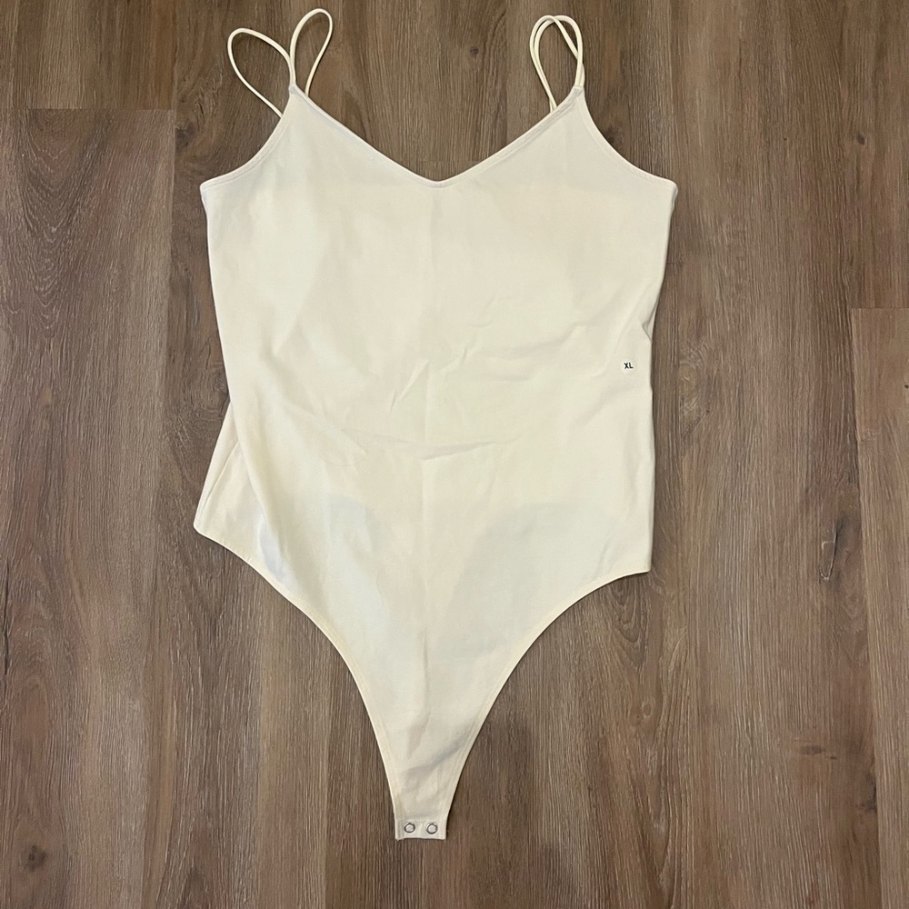 American Eagle Outfitters Cream Spaghetti-Strap Bodysuit